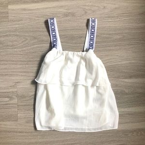 Flowy Tiered Top with Accent Embroidered Straps